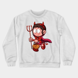 Kid In Devil Costume Trick Or Treating Crewneck Sweatshirt